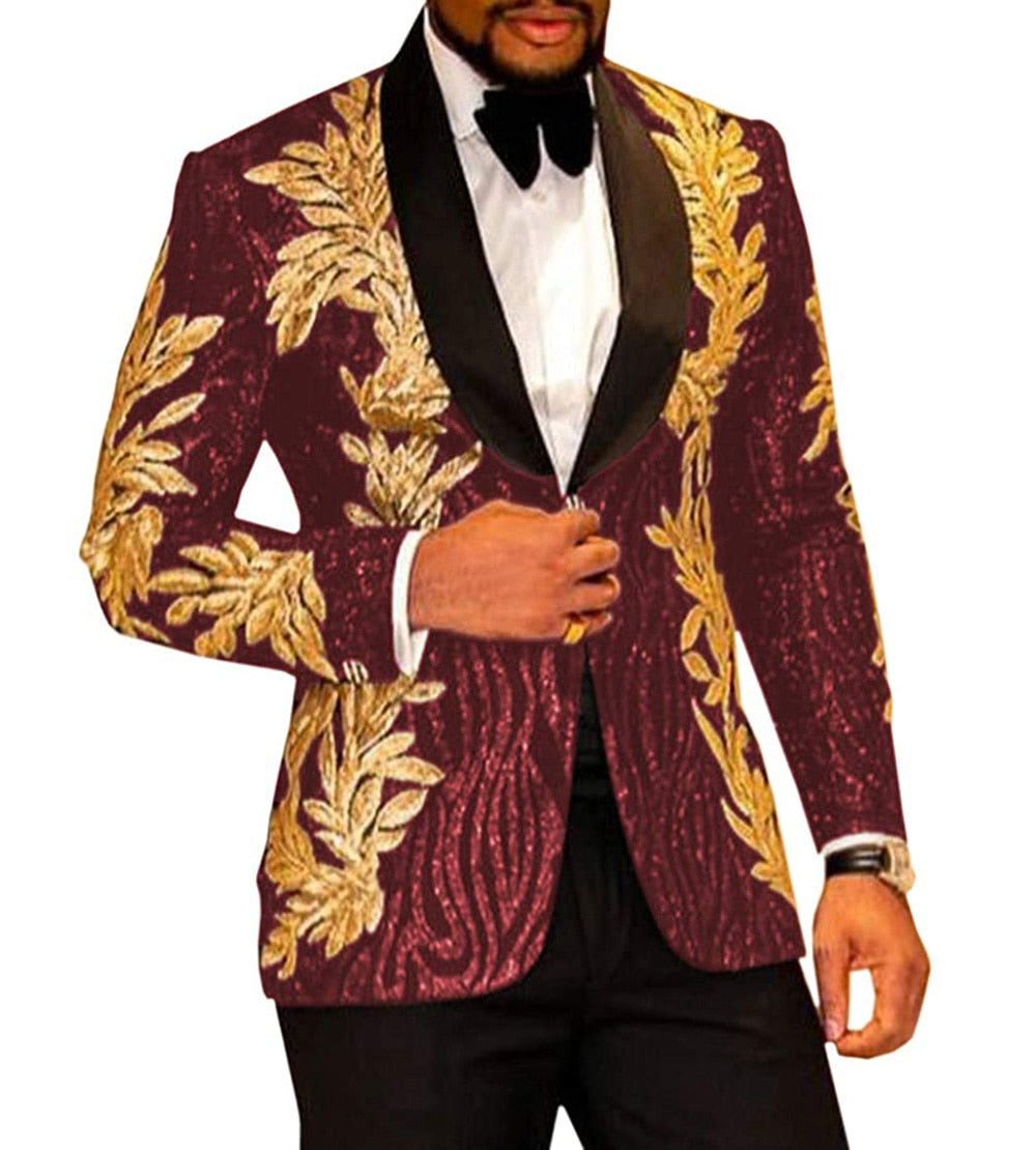 Men's Two Piece Blazer & Pants Sequin Suit