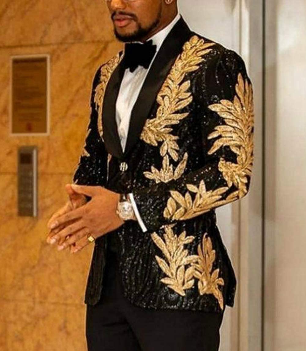 Men's Two Piece Blazer & Pants Sequin Suit