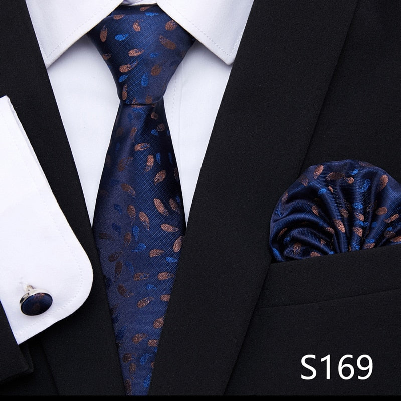 Silk Neck Tie Handkerchief & Cuff Link Set