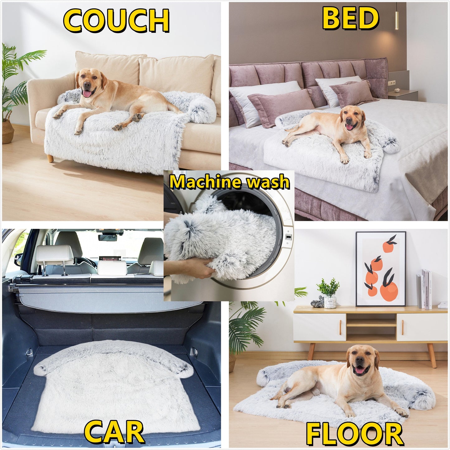 Washable Plush Pet Throw Bed