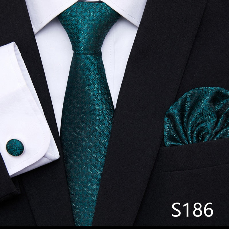 Silk Neck Tie Handkerchief & Cuff Link Set