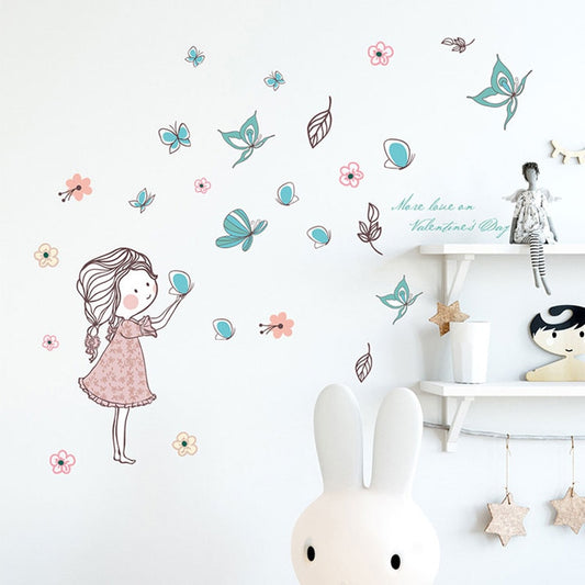 Flowers and Butterflies Kids Wall Art Mural