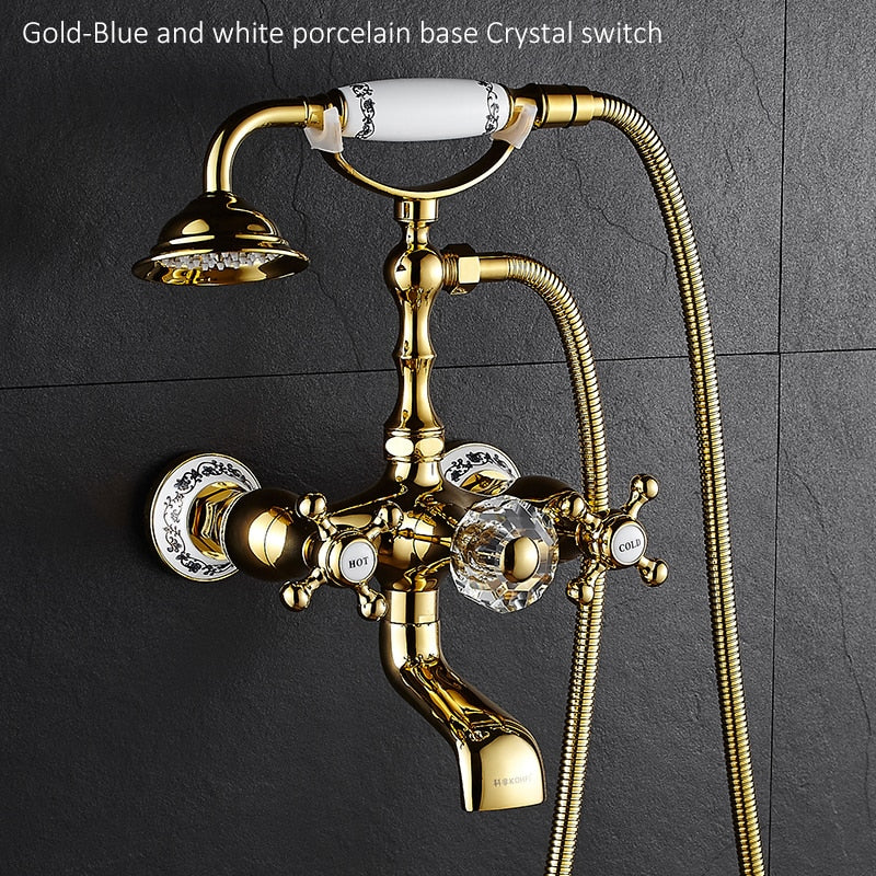 Luxury Antique Crystal Handle Brass Faucet