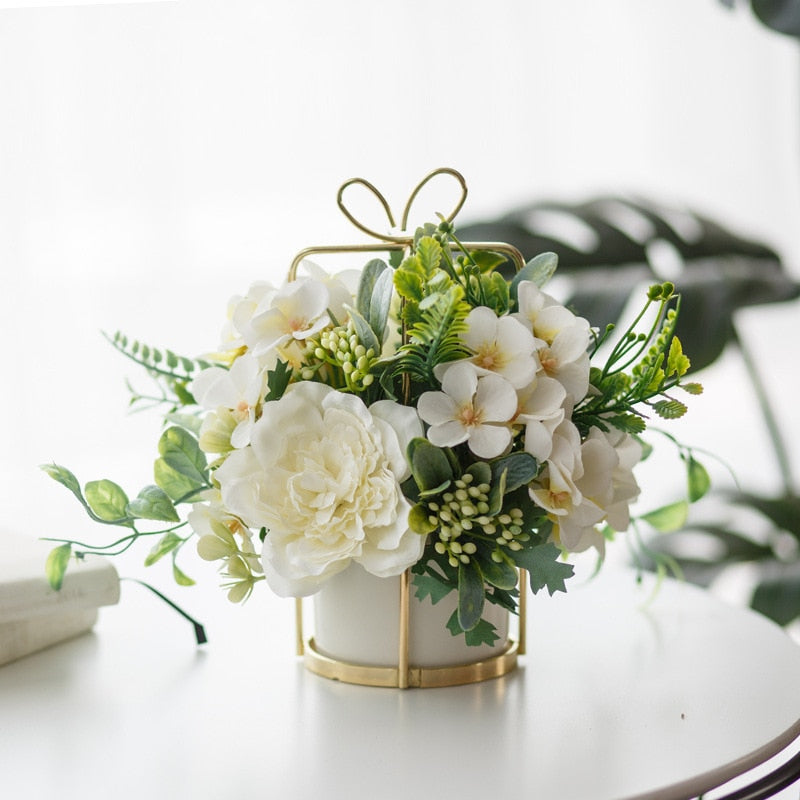 Rose Bouquet Centerpiece Potted Flower