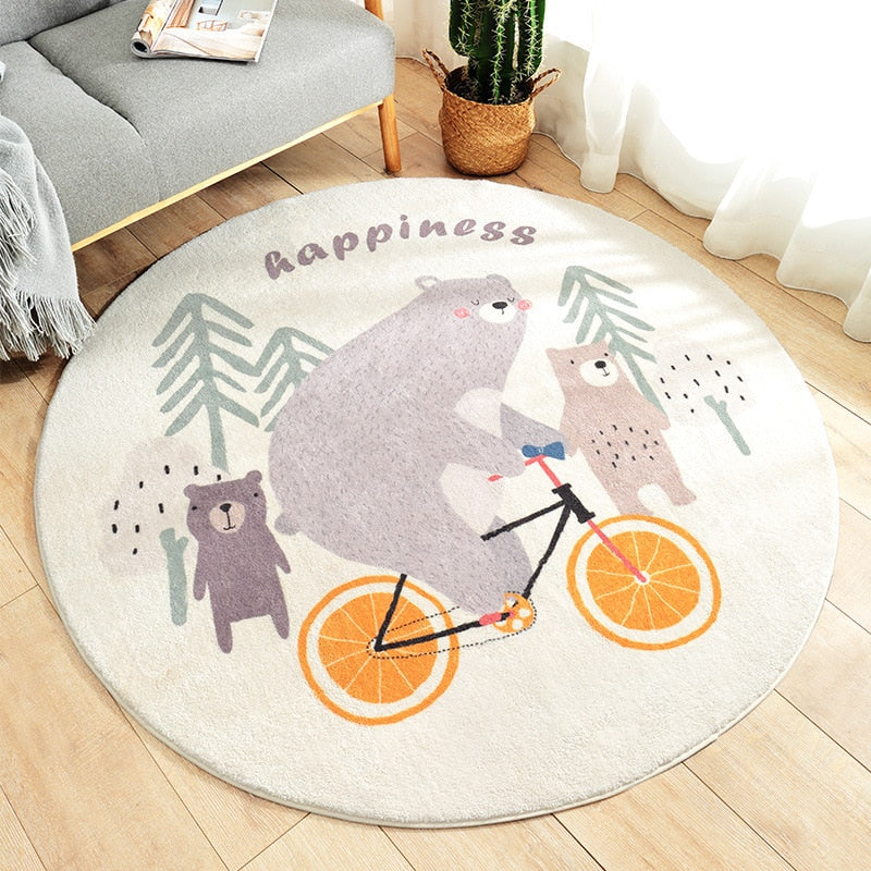 Kids Decor Round Cashmere Non Slip Rugs