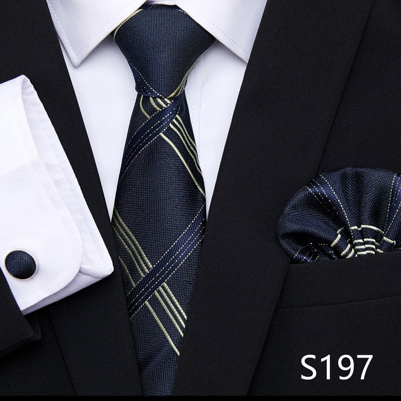 Silk Neck Tie Handkerchief & Cuff Link Set