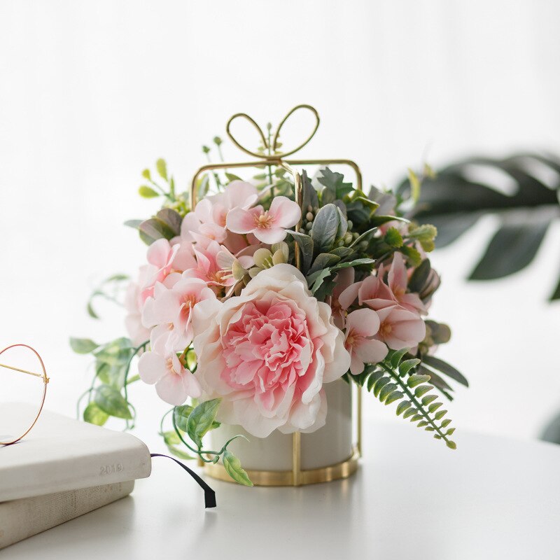 Rose Bouquet Centerpiece Potted Flower