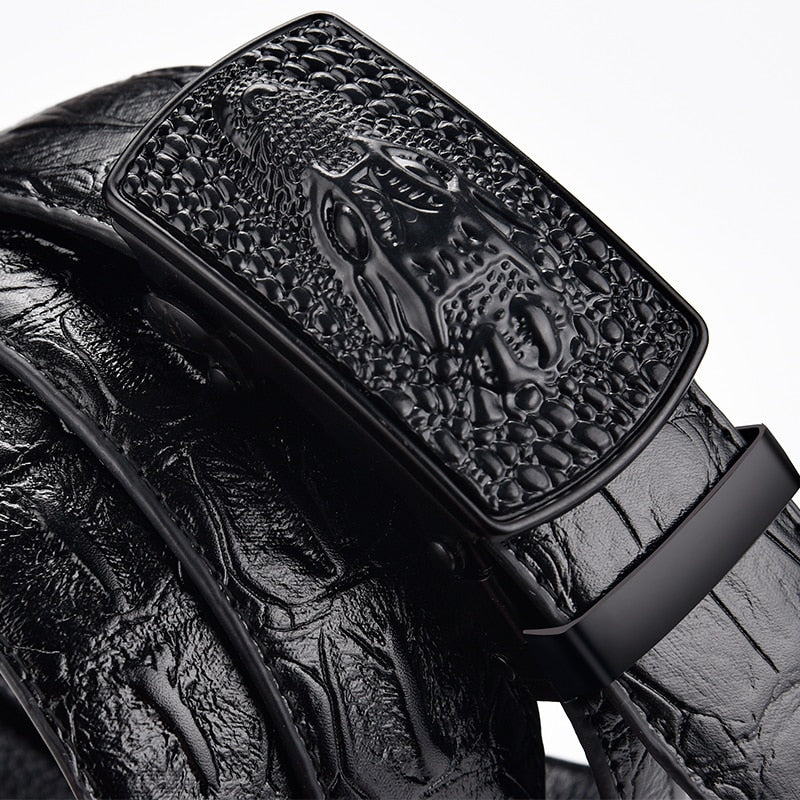 Men's Crocodile Pattern Automatic Buckle Belt