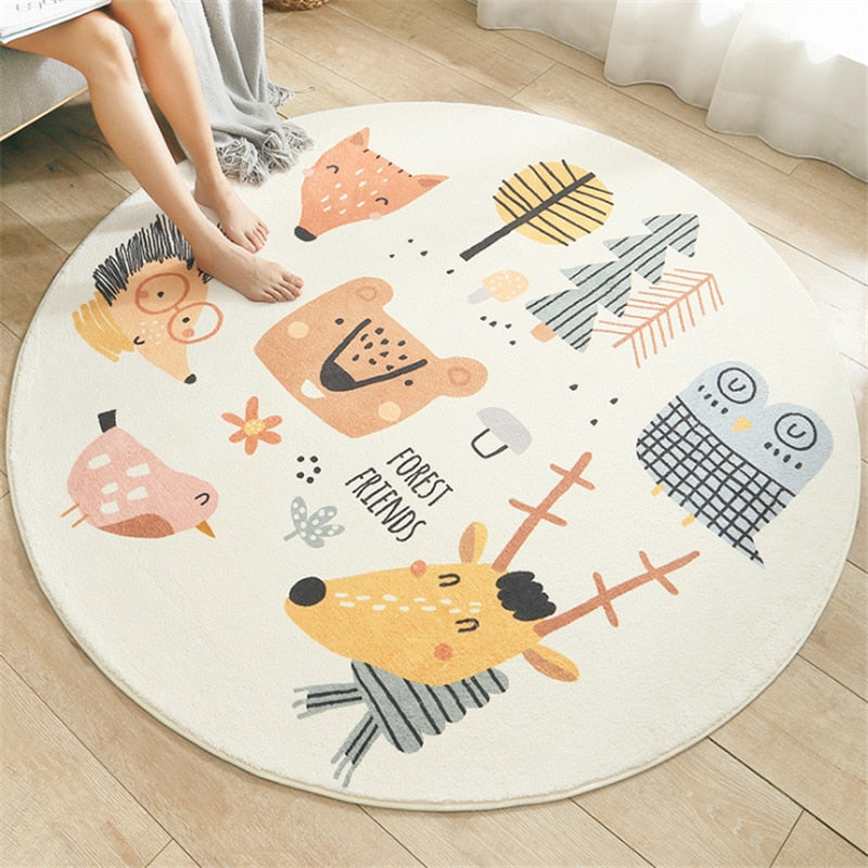 Kids Decor Round Cashmere Non Slip Rugs