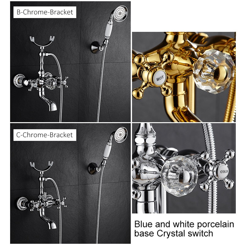 Luxury Antique Crystal Handle Brass Faucet