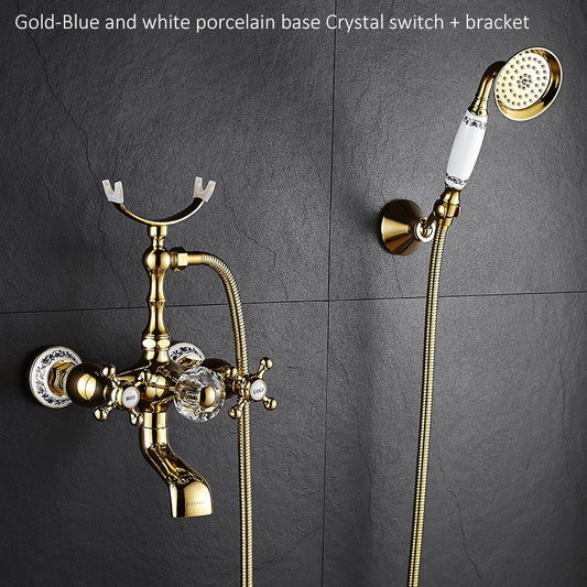 Luxury Antique Crystal Handle Brass Faucet