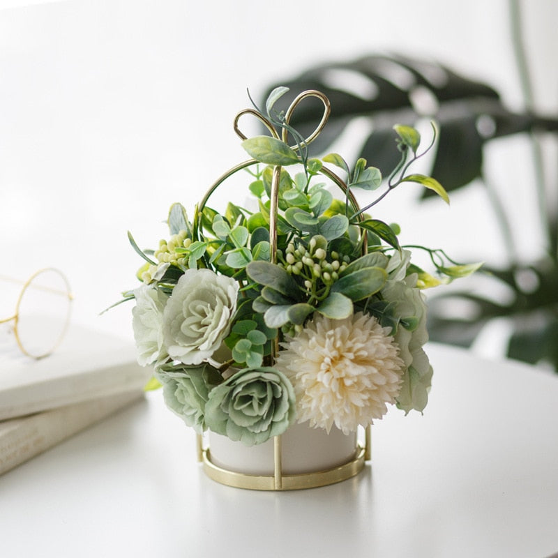 Rose Bouquet Centerpiece Potted Flower