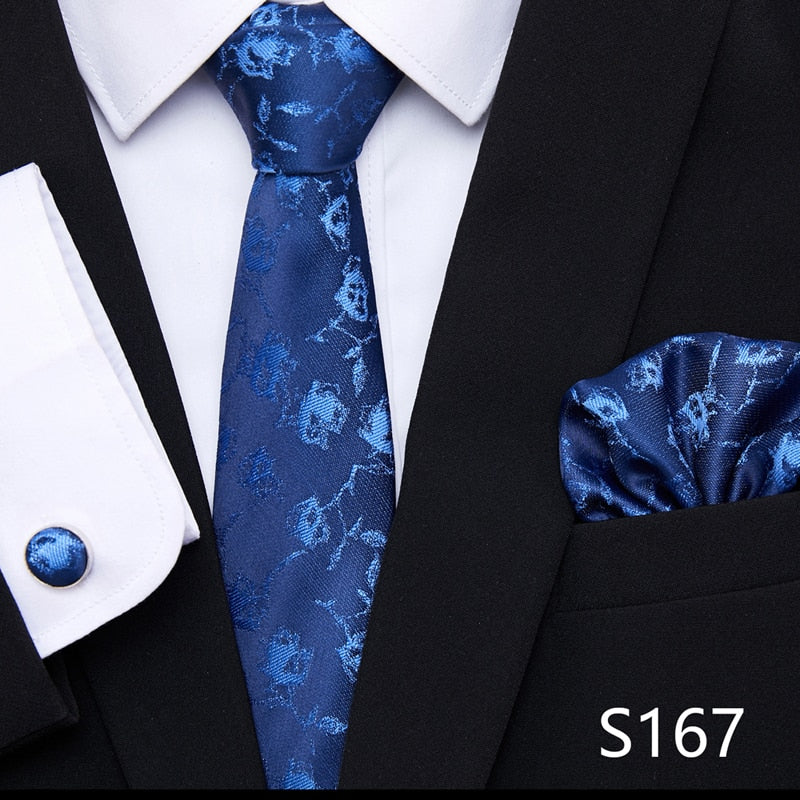 Silk Neck Tie Handkerchief & Cuff Link Set