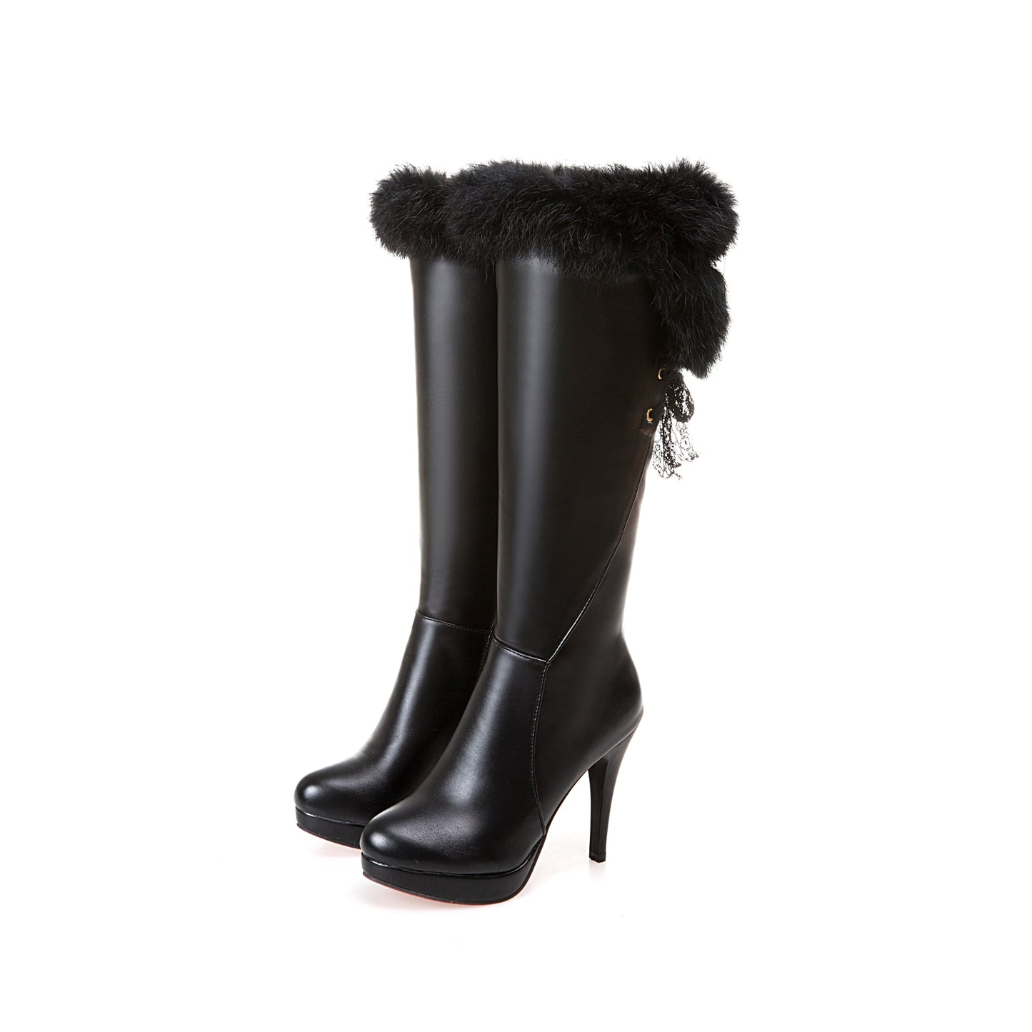 Fur Trim Long Boots For Women