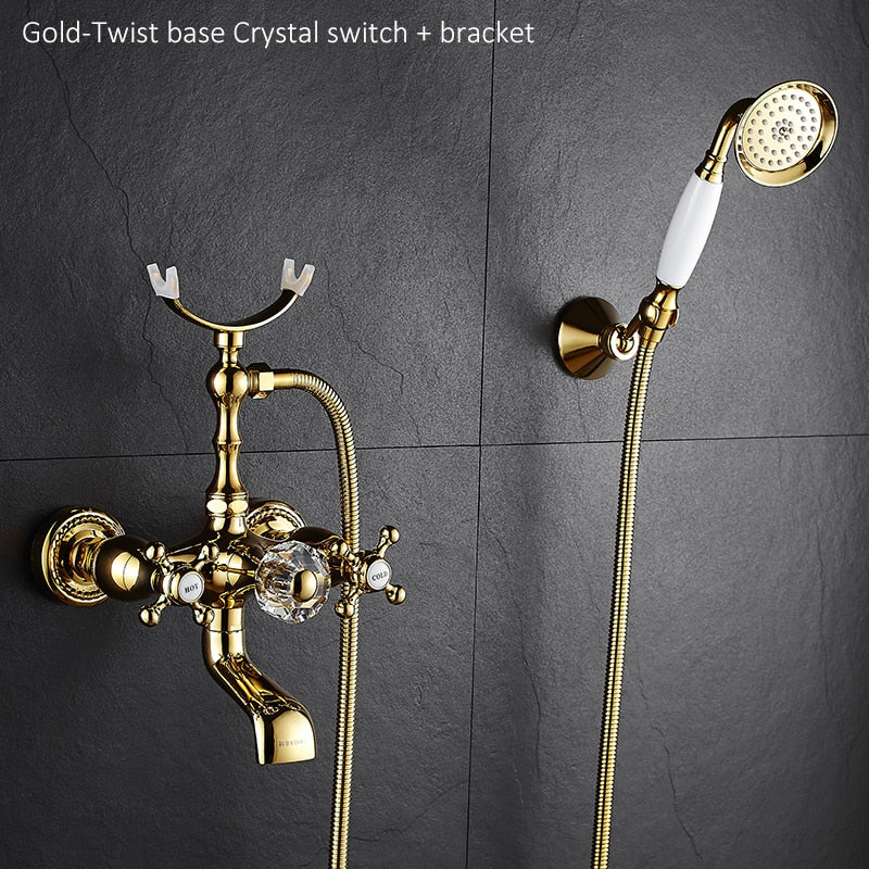 Luxury Antique Crystal Handle Brass Faucet