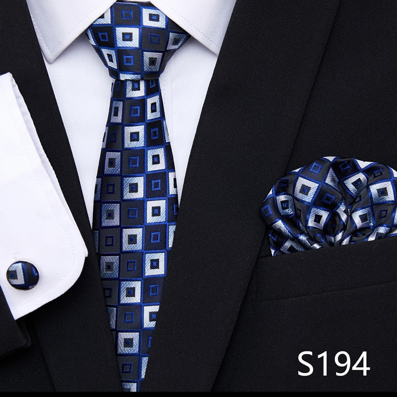 Silk Neck Tie Handkerchief & Cuff Link Set