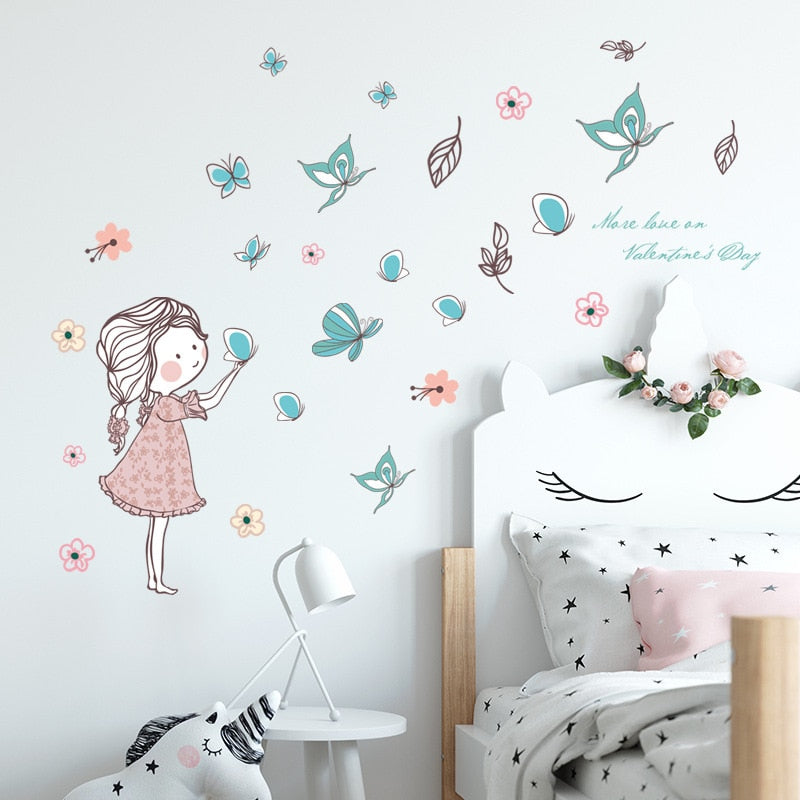 Flowers and Butterflies Kids Wall Art Mural