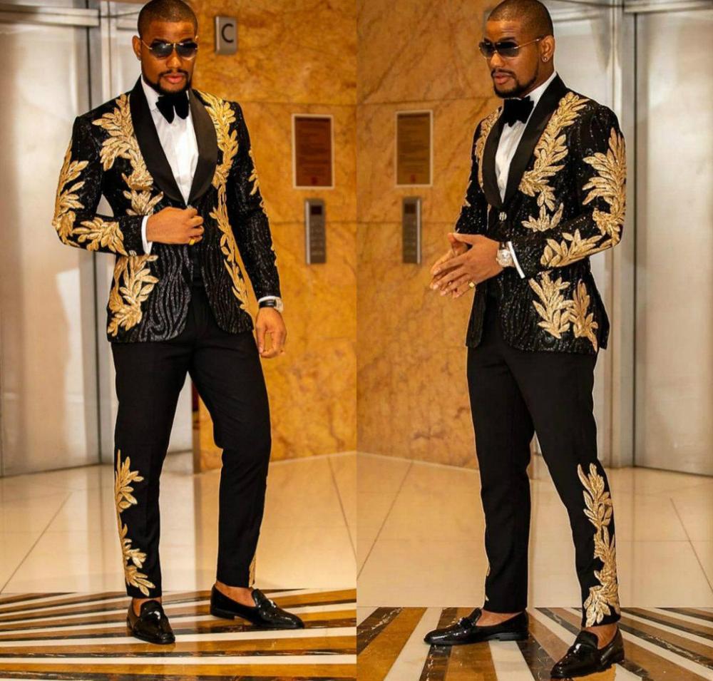 Men's Two Piece Blazer & Pants Sequin Suit