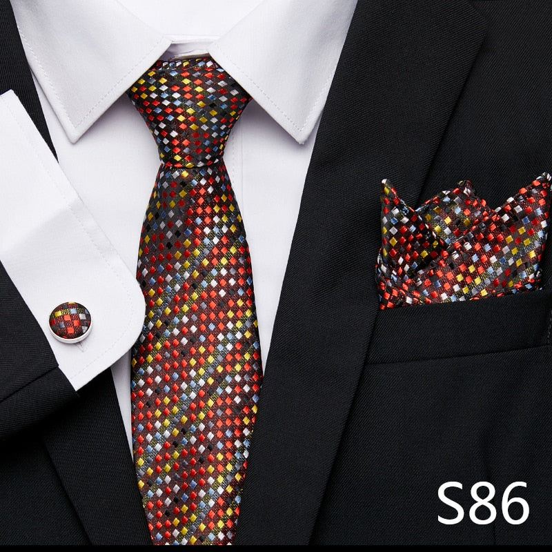 Silk Neck Tie Handkerchief & Cuff Link Set