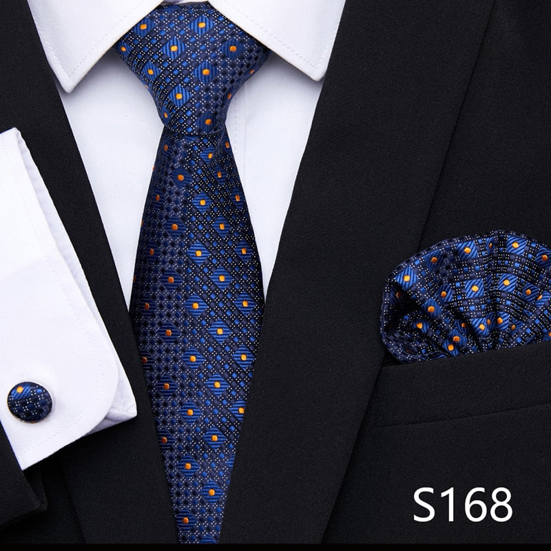 Silk Neck Tie Handkerchief & Cuff Link Set