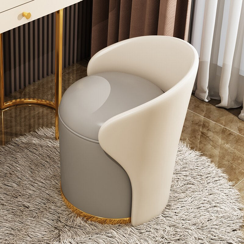 Stylish Home Leather Makeup Stool Ottoman