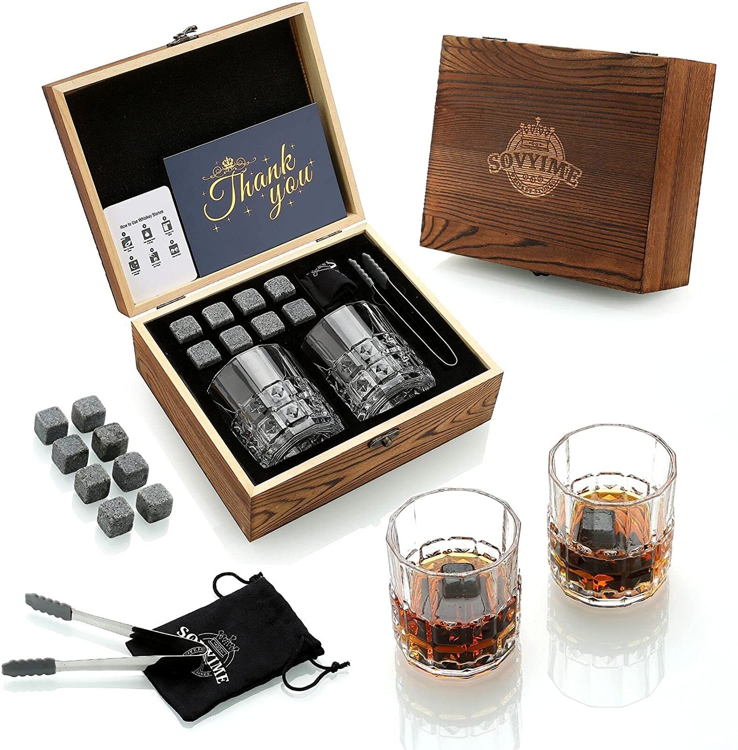 Whisky Bar Stone And Glass Set