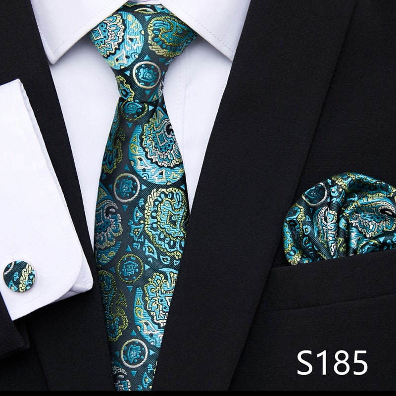 Silk Neck Tie Handkerchief & Cuff Link Set