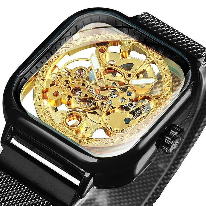 Men's Transparent Face Automatic Mechanical Wristwatch