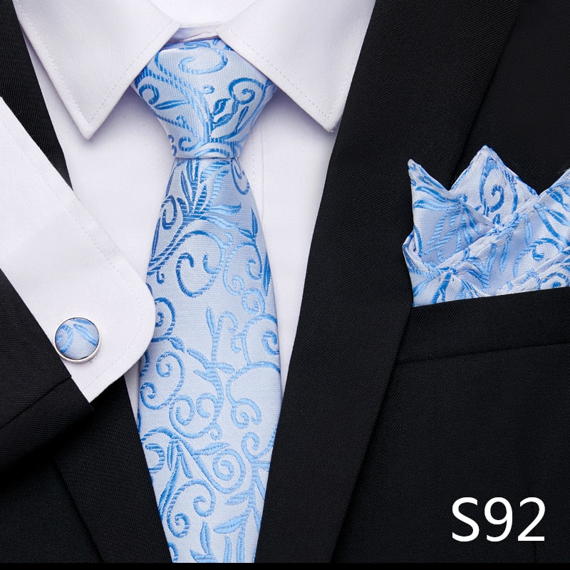 Silk Neck Tie Handkerchief & Cuff Link Set