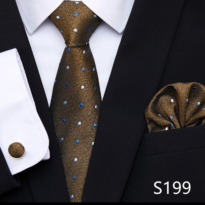 Silk Neck Tie Handkerchief & Cuff Link Set