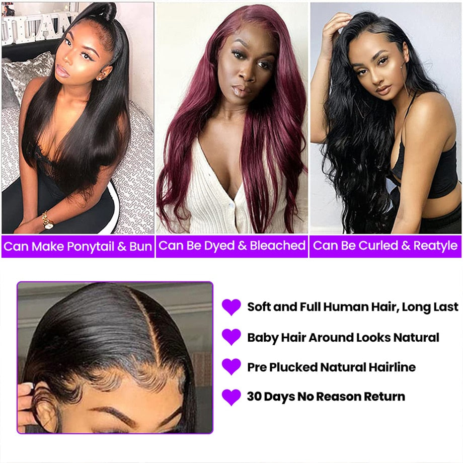 40 Inch Bone Straight Human Hair Lace Wig