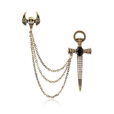 Suit Tassel Chain Lapel Pin