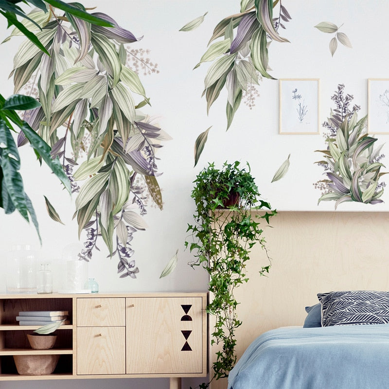 Flower And Leaves Wall Art Sticker Mural