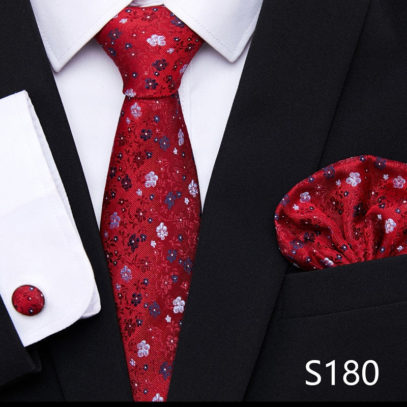 Silk Neck Tie Handkerchief & Cuff Link Set