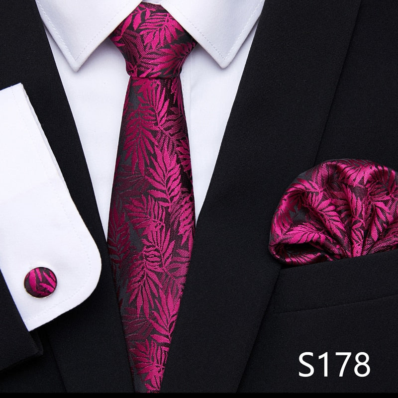 Silk Neck Tie Handkerchief & Cuff Link Set