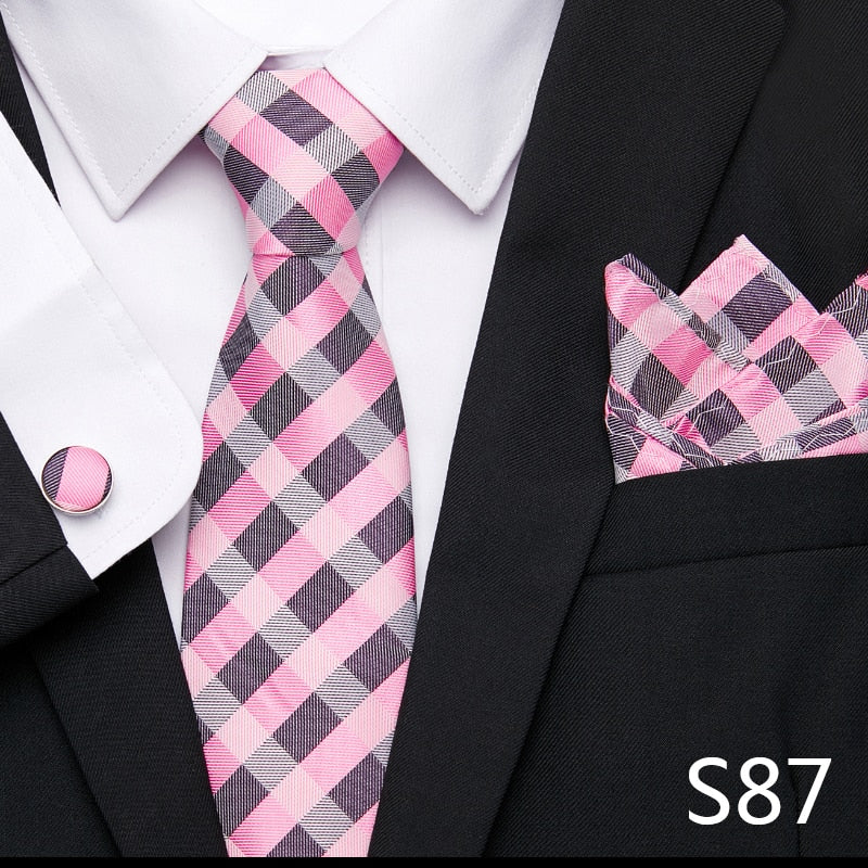 Silk Neck Tie Handkerchief & Cuff Link Set