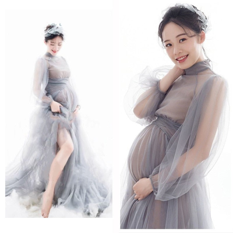 Tulle Maxi Maternity Gown For Photoshoot