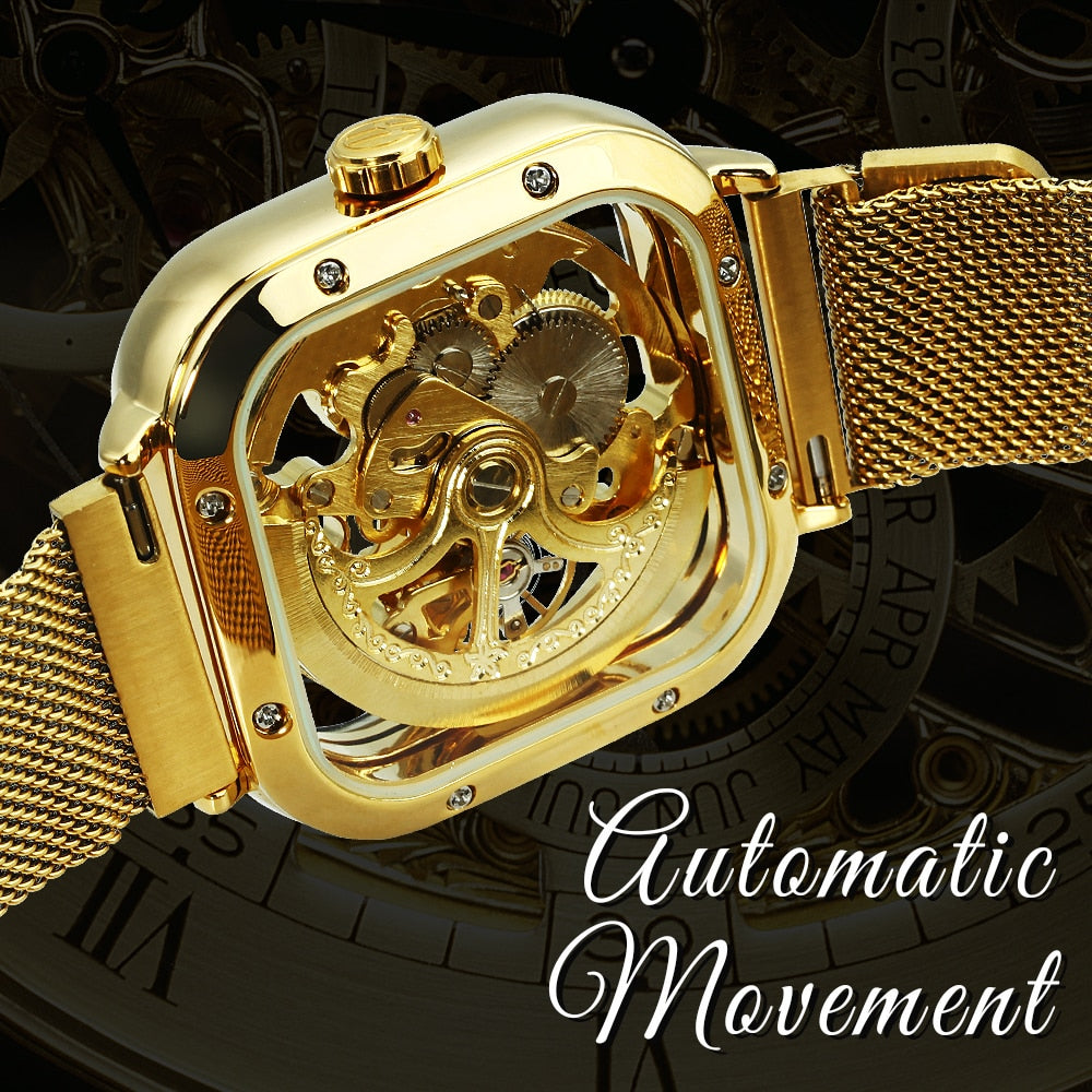 Men's Transparent Face Automatic Mechanical Wristwatch