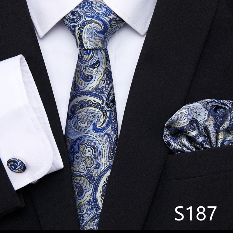 Silk Neck Tie Handkerchief & Cuff Link Set