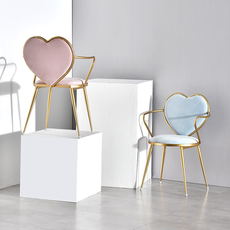 Velvet Heart-Shaped Metal Chair