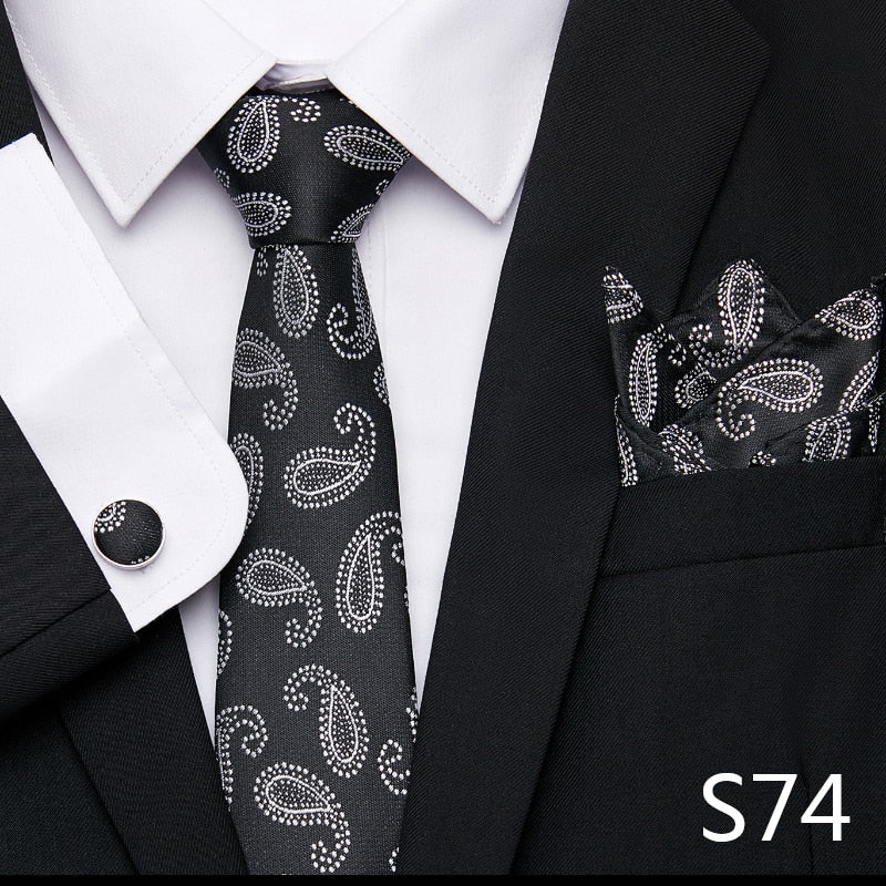 Silk Neck Tie Handkerchief & Cuff Link Set