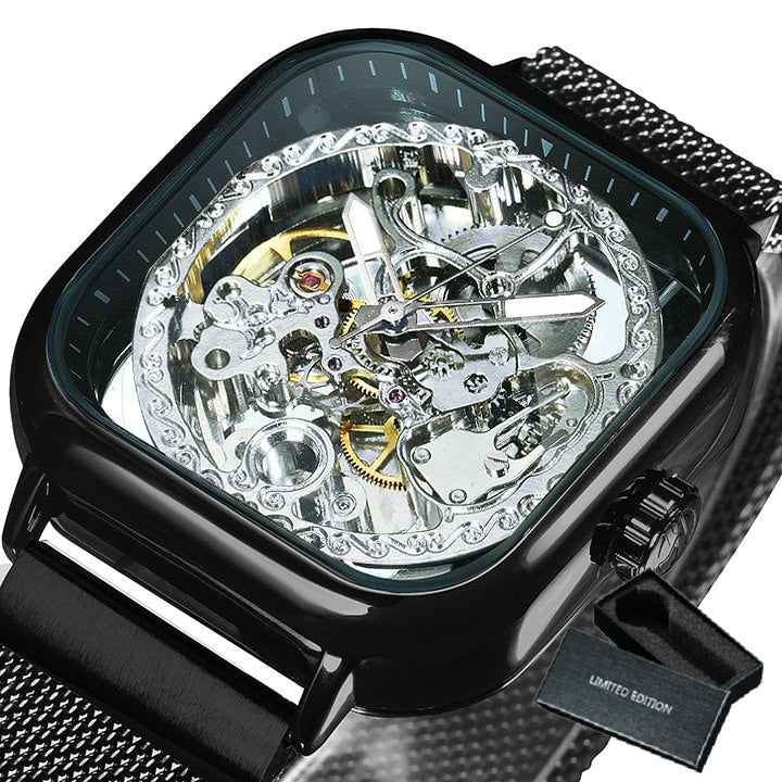 Men's Transparent Face Automatic Mechanical Wristwatch