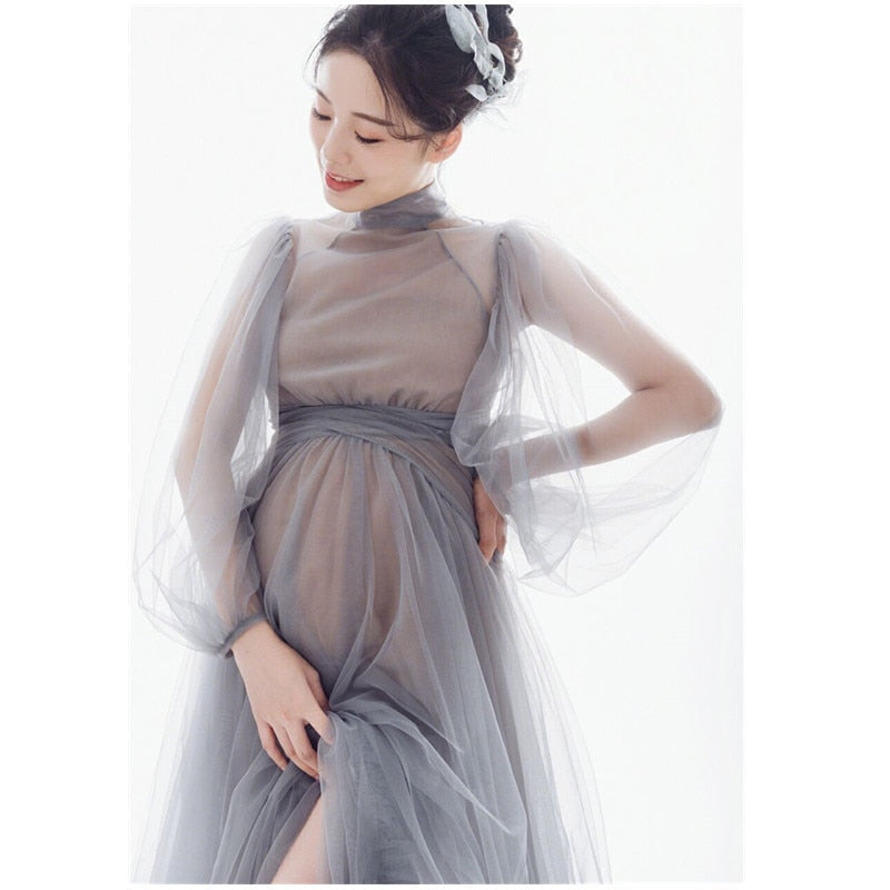 Tulle Maxi Maternity Gown For Photoshoot