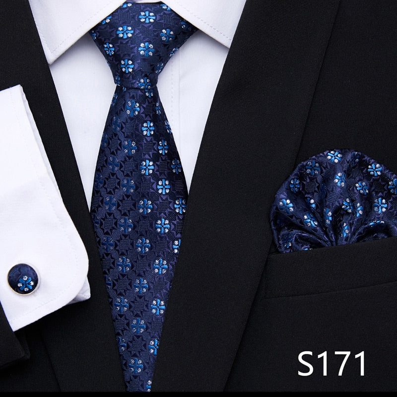 Silk Neck Tie Handkerchief & Cuff Link Set