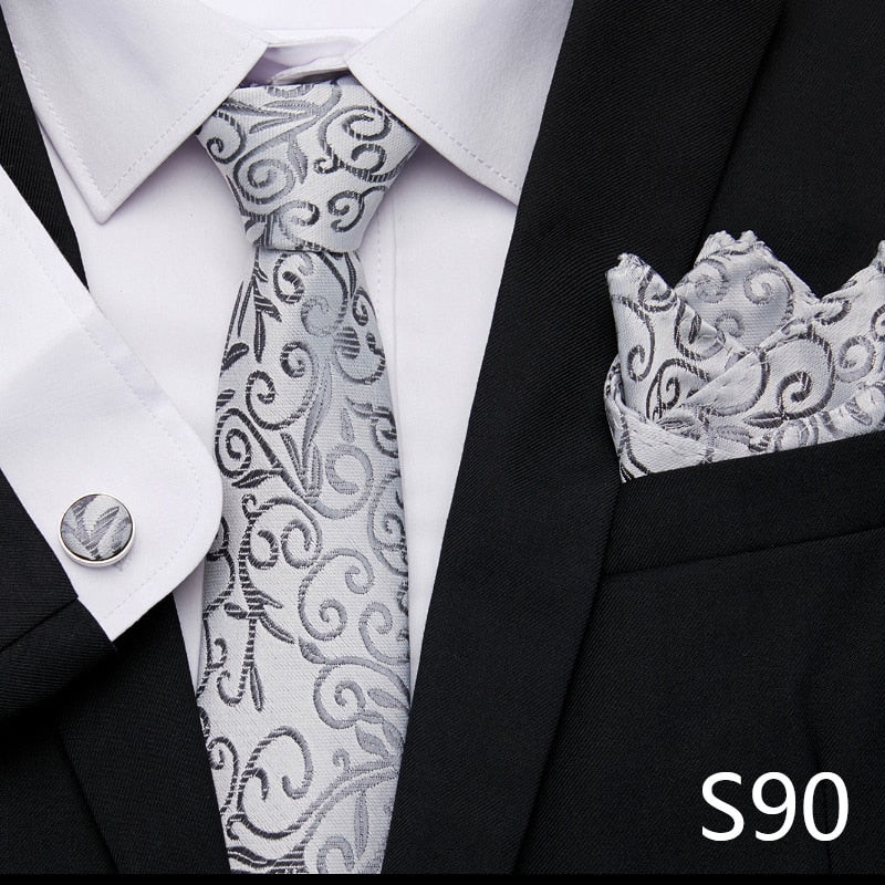 Silk Neck Tie Handkerchief & Cuff Link Set