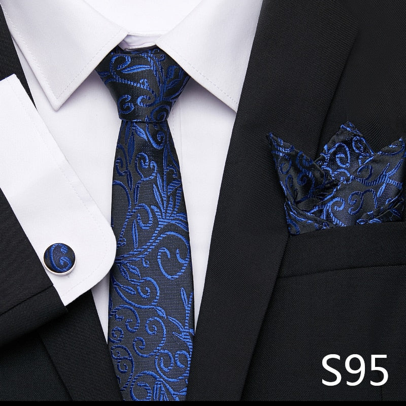 Silk Neck Tie Handkerchief & Cuff Link Set