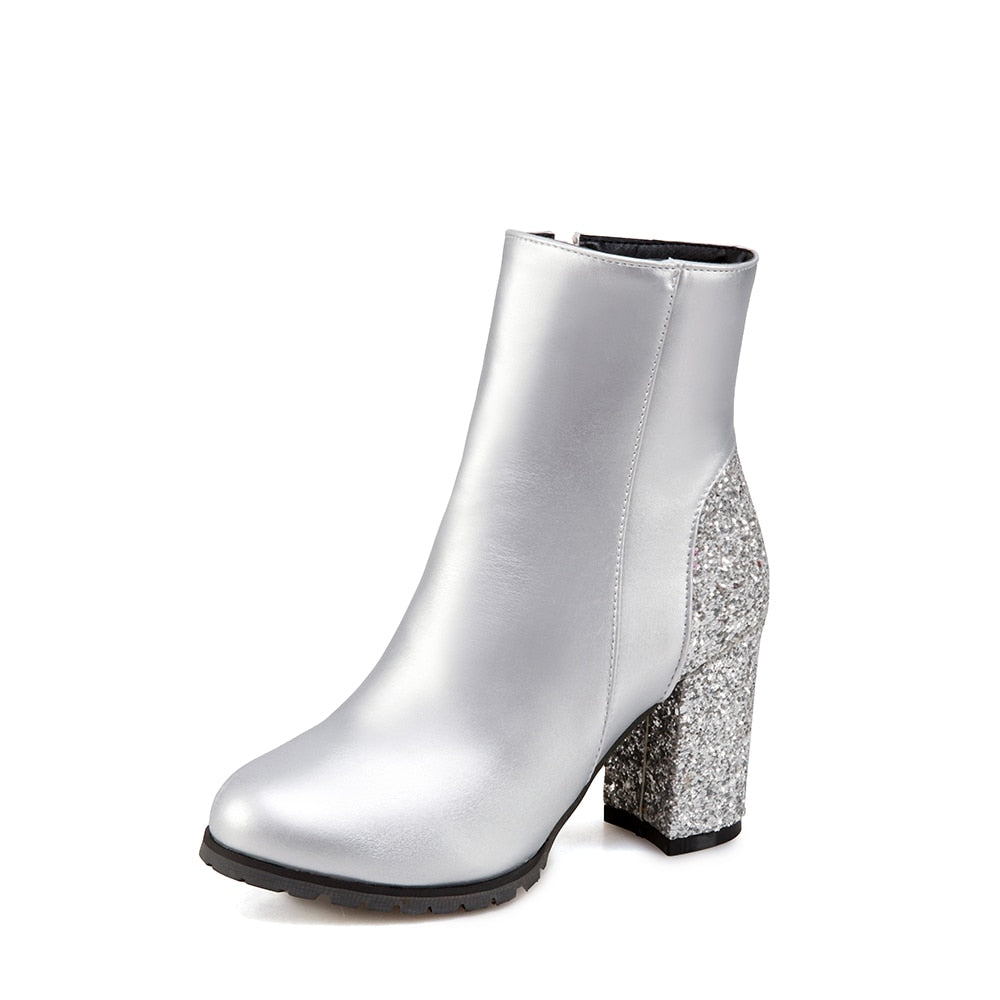 Women's Glitter Heel Ankle Boots