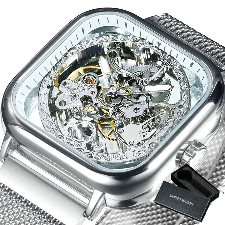 Men's Transparent Face Automatic Mechanical Wristwatch