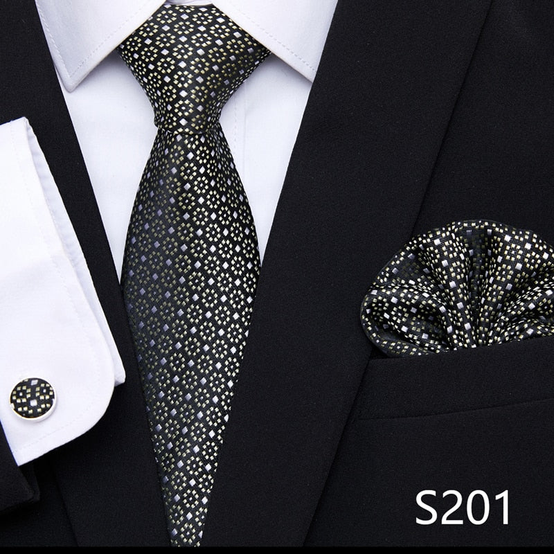 Silk Neck Tie Handkerchief & Cuff Link Set