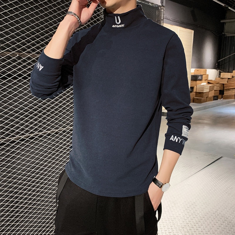 Men's Long Sleeve Turtleneck T Shirt